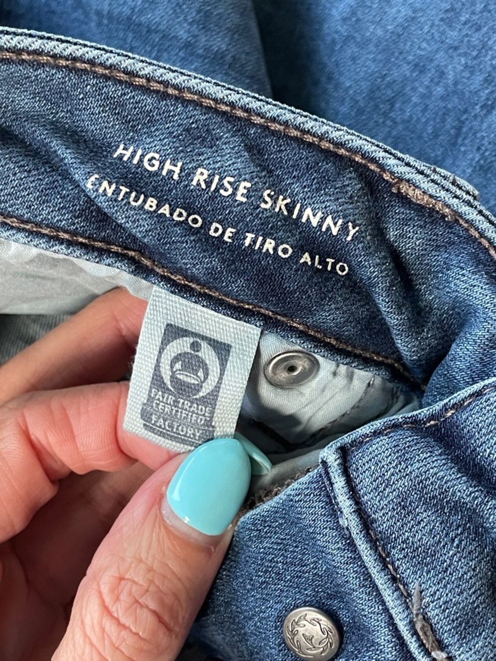 Universal Thread Dark Blue Denim Button-Fly High Rise Skinny Jeans Size 4 / 27 R - Picture 5 of 14